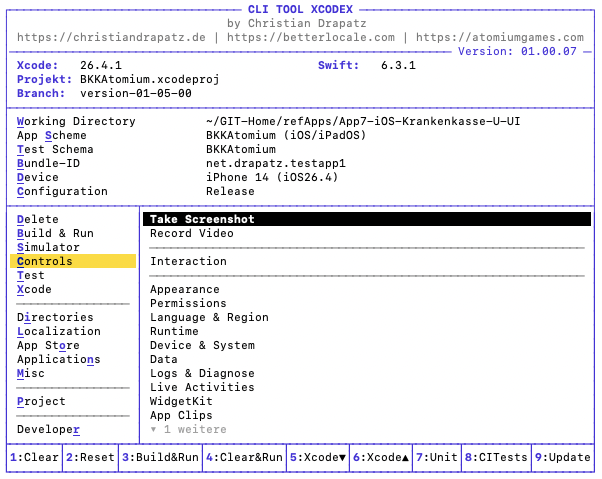Simulator-Controls in xcodex