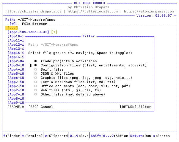 Filtereingabe
