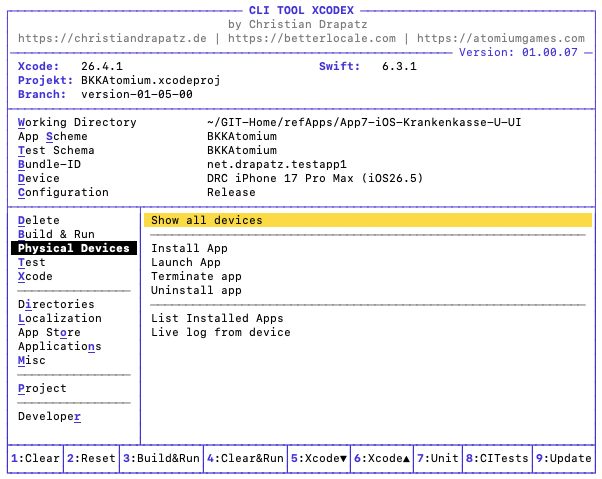 Simulator-Steuerung in xcodex